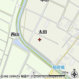 愛知県田原市中山町太田周辺の地図