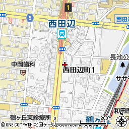 大阪府大阪市阿倍野区西田辺町1丁目6-17周辺の地図