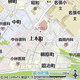 三重県名張市上本町周辺の地図