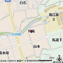 愛知県田原市福江町川坂周辺の地図