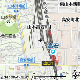 大阪府八尾市山本高安町1丁目周辺の地図
