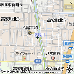 大阪府八尾市高安町北周辺の地図