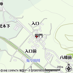 愛知県田原市山田町甲門22周辺の地図