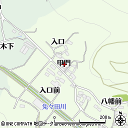 愛知県田原市山田町甲門周辺の地図