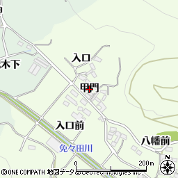 愛知県田原市山田町（甲門）周辺の地図