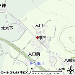 愛知県田原市山田町甲門21周辺の地図