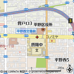 平野区役所前周辺の地図