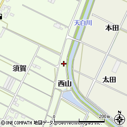 愛知県田原市西山町（西田）周辺の地図