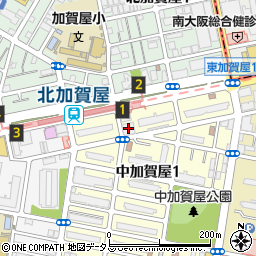 有料　北加賀屋自転車駐車場周辺の地図