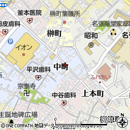三重県名張市中町周辺の地図