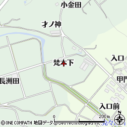 愛知県田原市古田町梵木下周辺の地図