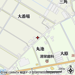 愛知県田原市中山町大番場周辺の地図