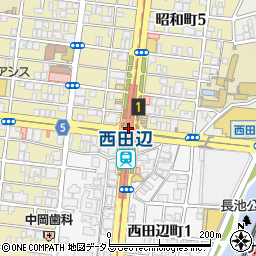 西田辺駅周辺の地図
