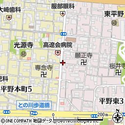 タイムズ平野東第２駐車場周辺の地図