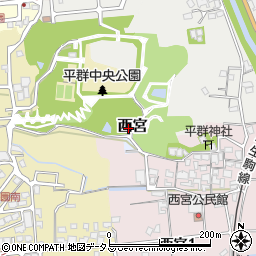 奈良県平群町（生駒郡）西宮周辺の地図