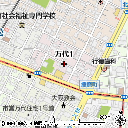 大阪府大阪市阿倍野区万代周辺の地図