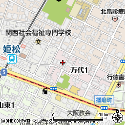 大阪府大阪市阿倍野区万代1丁目周辺の地図