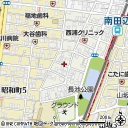 大阪府大阪市阿倍野区長池町周辺の地図
