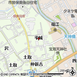 愛知県田原市保美町平城周辺の地図