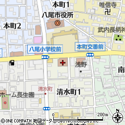 八尾市役所行政委員会　農業委員会事務局周辺の地図