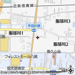 大阪府八尾市服部川2丁目105周辺の地図