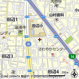 大阪府大阪市東住吉区田辺周辺の地図