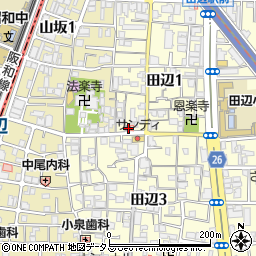 東住吉田辺郵便局周辺の地図