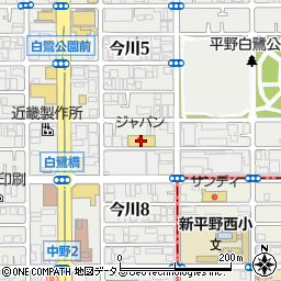 ジャパン針中野店周辺の地図