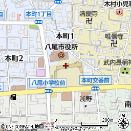 八尾市役所　こども施設課周辺の地図