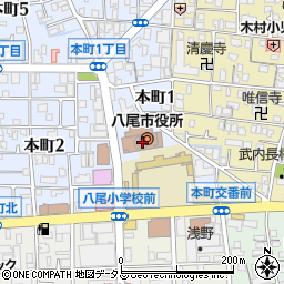 八尾市役所行政委員会　公平委員会事務局周辺の地図