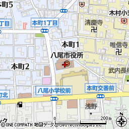 八尾市役所　公共建築課周辺の地図
