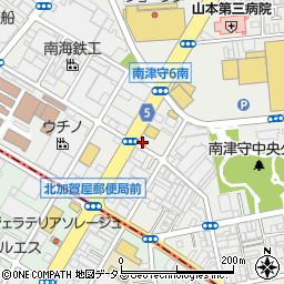 松屋南津守店周辺の地図