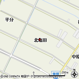 愛知県田原市中山町北塩田周辺の地図