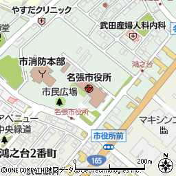 名張市役所市民部　収納室周辺の地図