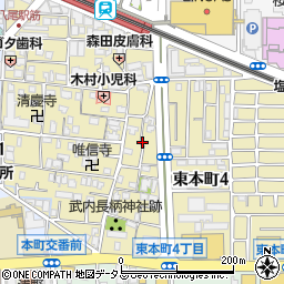 大阪府八尾市東本町周辺の地図