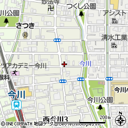 大阪府大阪市東住吉区西今川周辺の地図