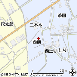 愛知県田原市大草町（西前）周辺の地図