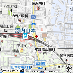 餃子の王将河内山本駅前店周辺の地図