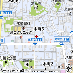 大阪府八尾市本町周辺の地図