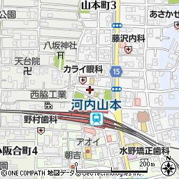 ピザハット　河内山本駅前店周辺の地図