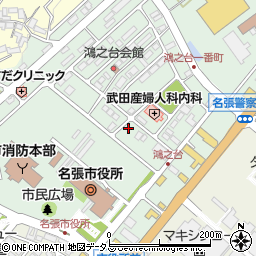三重県名張市鴻之台１番町156周辺の地図