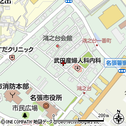 三重県名張市鴻之台１番町周辺の地図