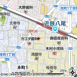 タイムズ八尾東本町駐車場周辺の地図