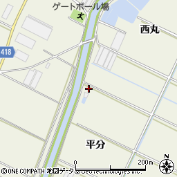 愛知県田原市中山町平分周辺の地図