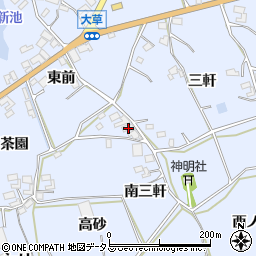 愛知県田原市大草町三軒42周辺の地図
