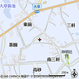 愛知県田原市大草町三軒38周辺の地図