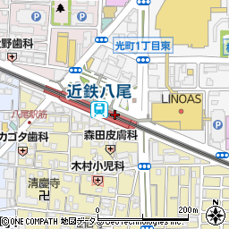 ファミリーマート近鉄八尾駅中央改札外店周辺の地図