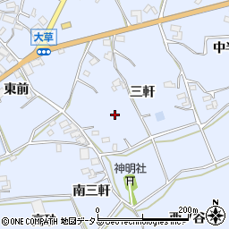 愛知県田原市大草町三軒30周辺の地図