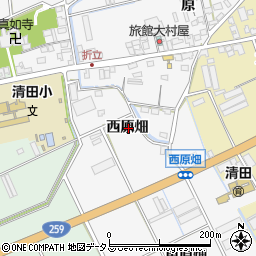 愛知県田原市折立町西原畑周辺の地図