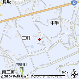 愛知県田原市大草町三軒86周辺の地図